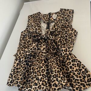 Maeve Animal print cotton peplum top. NWT from Anthro. Size small.